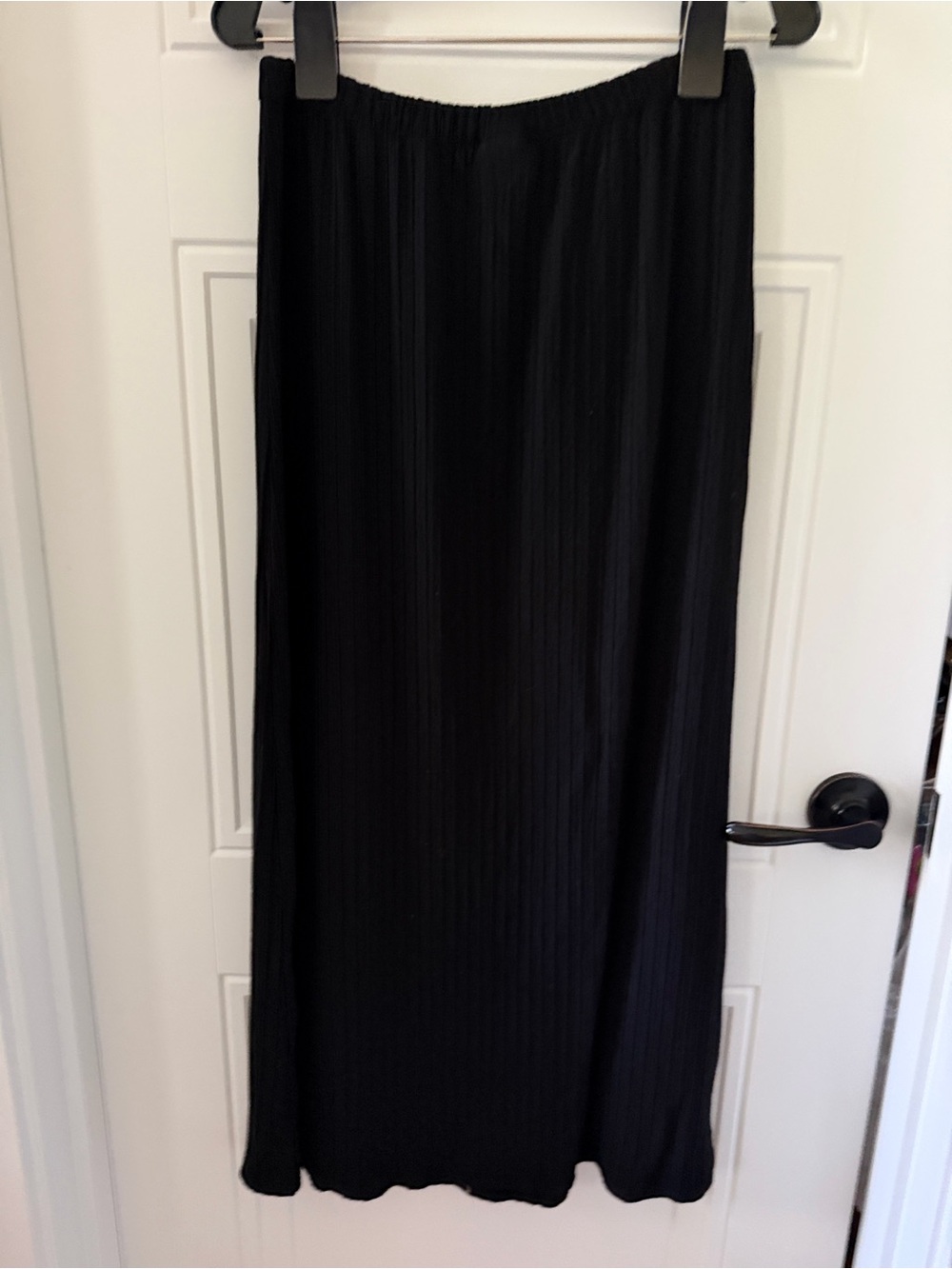 Eileen Fisher Black Pleated Pull On Maxi Skirt
